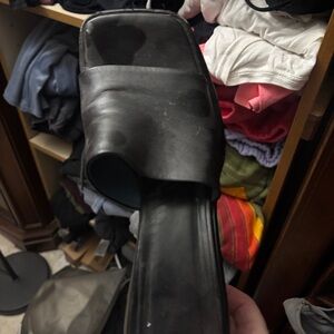 Black Slide Mule Sandal - Minimal Block Heel